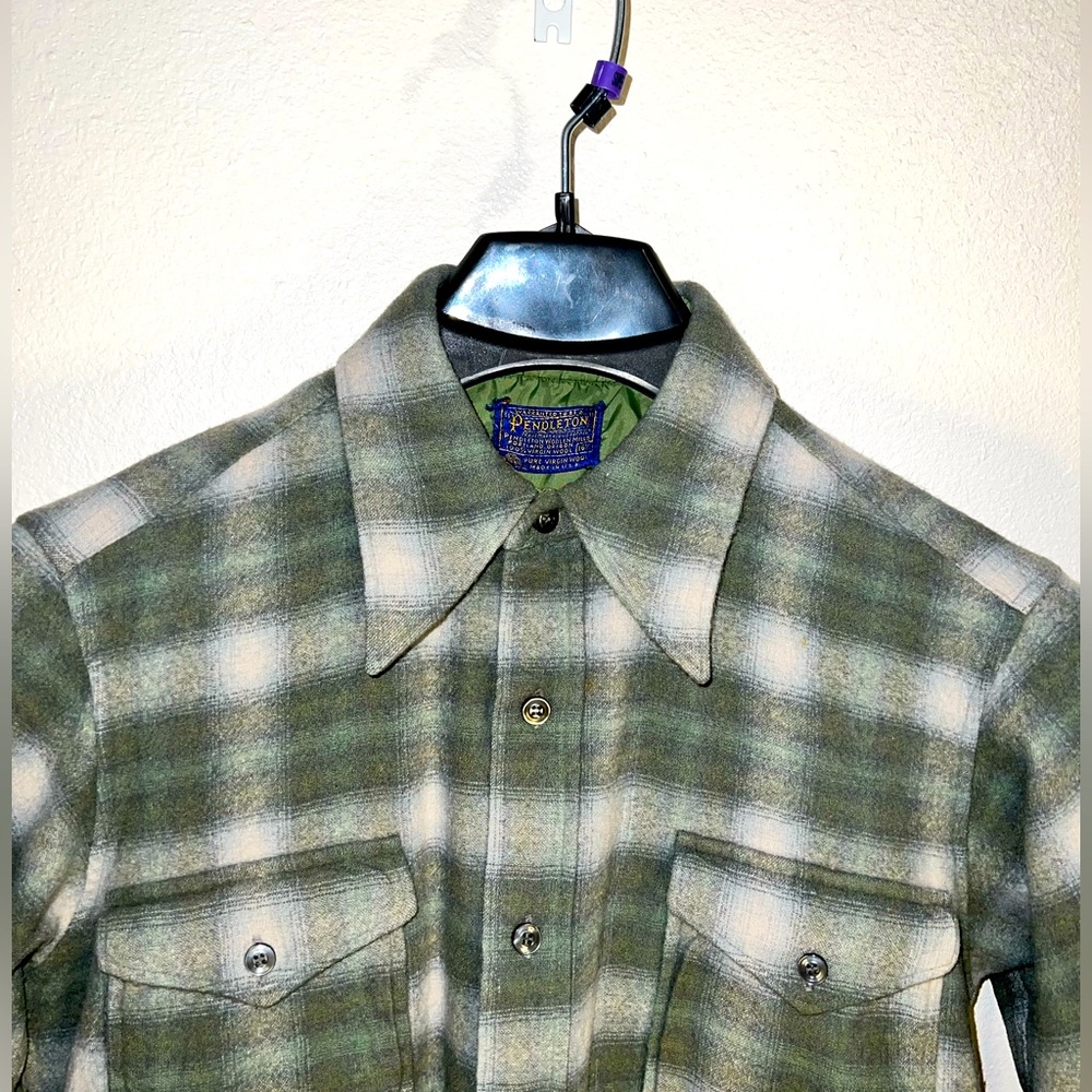 Vtg Pendleton 100% Wool Flannel Button Up Mens Sh… - image 2